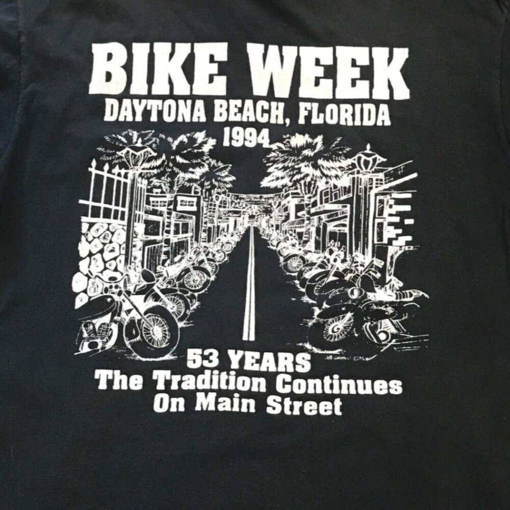 Vtg Daytona Beach Bike Week Black TShirt Biker Motorcycle Chopper '94 Mens XL